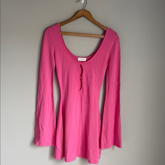 NEW Meshki Birdie Long Sleeve Knit Mini Dress in Bubblegum XXS - Picture 2 of 14